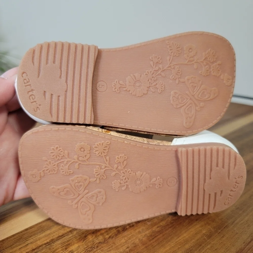 Carter's Kids Daisy 2 White Sandals with Neon Flowers Toddler Size 5
